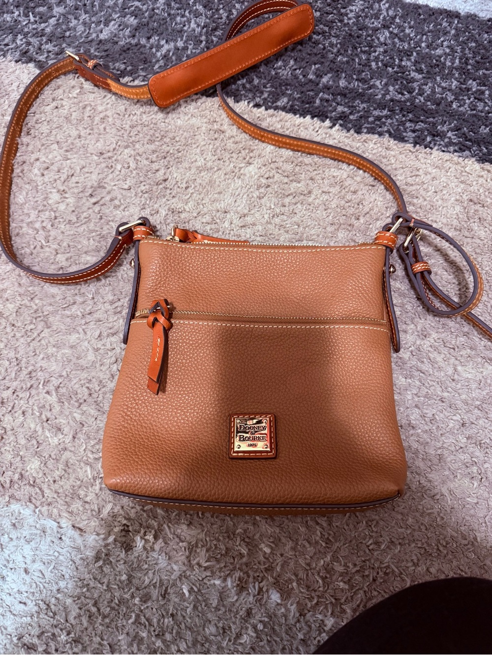 Dooney & Bourke Pebble Leather Crossbody Bag - Cognac Brown